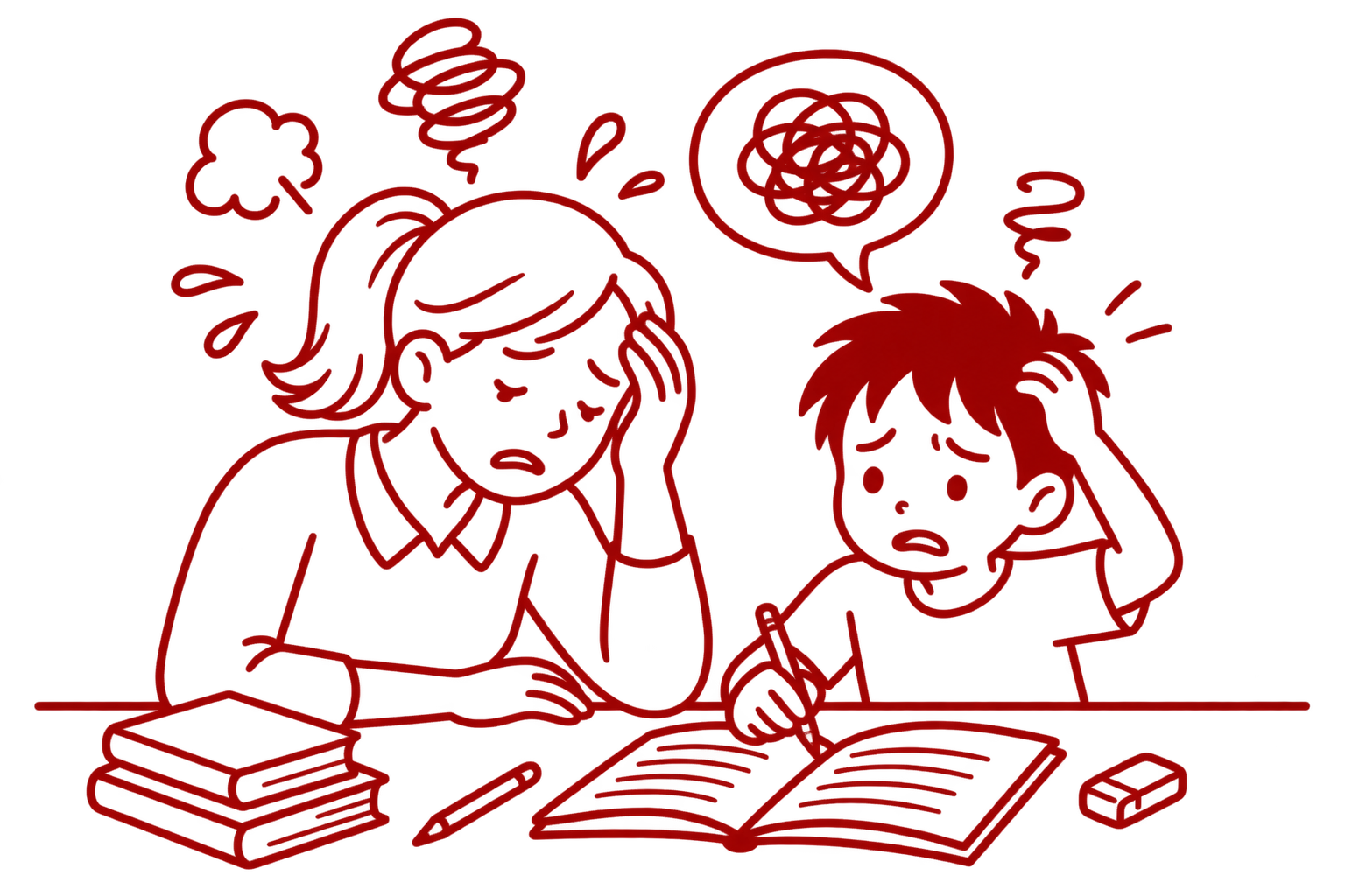 Mutter und Kind erleben Lernen als belastend